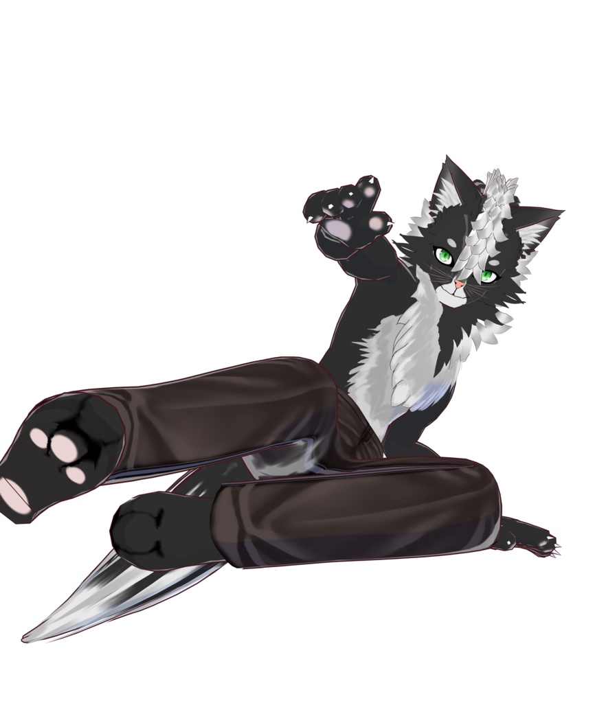 Black and white Cat boy Vroid character