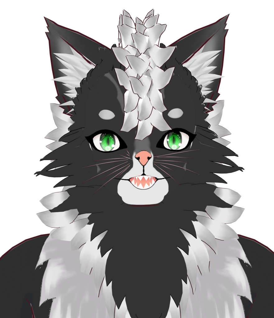 Black and white Cat boy Vroid character