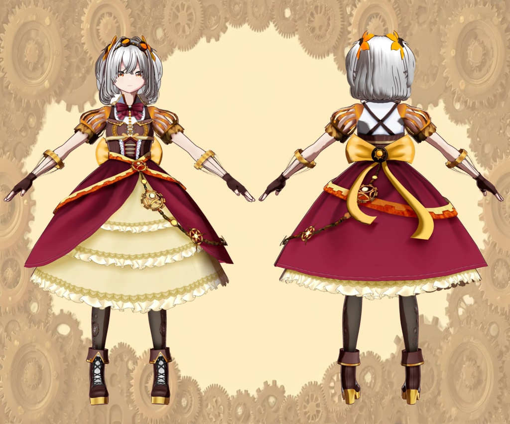 Vroid Steampunk lolita dress character