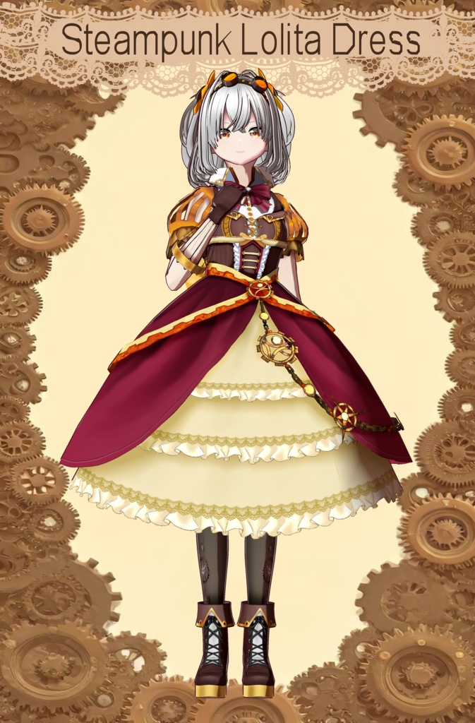 Vroid Steampunk lolita dress character