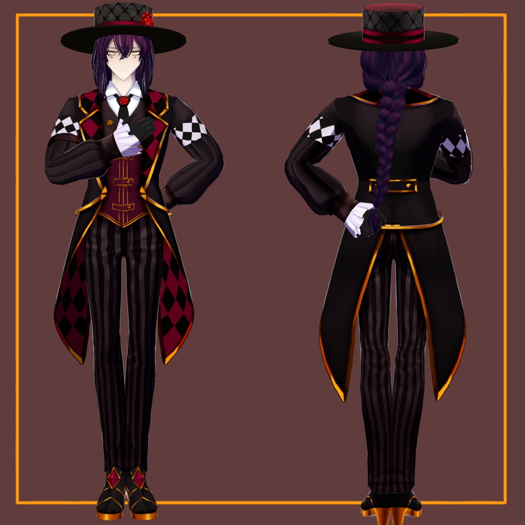 Gothic Victorian Joker | Male VRoid Model | 2 variants ゴシック・ヴィクトリアンジョーカー|男性VRoidモデル