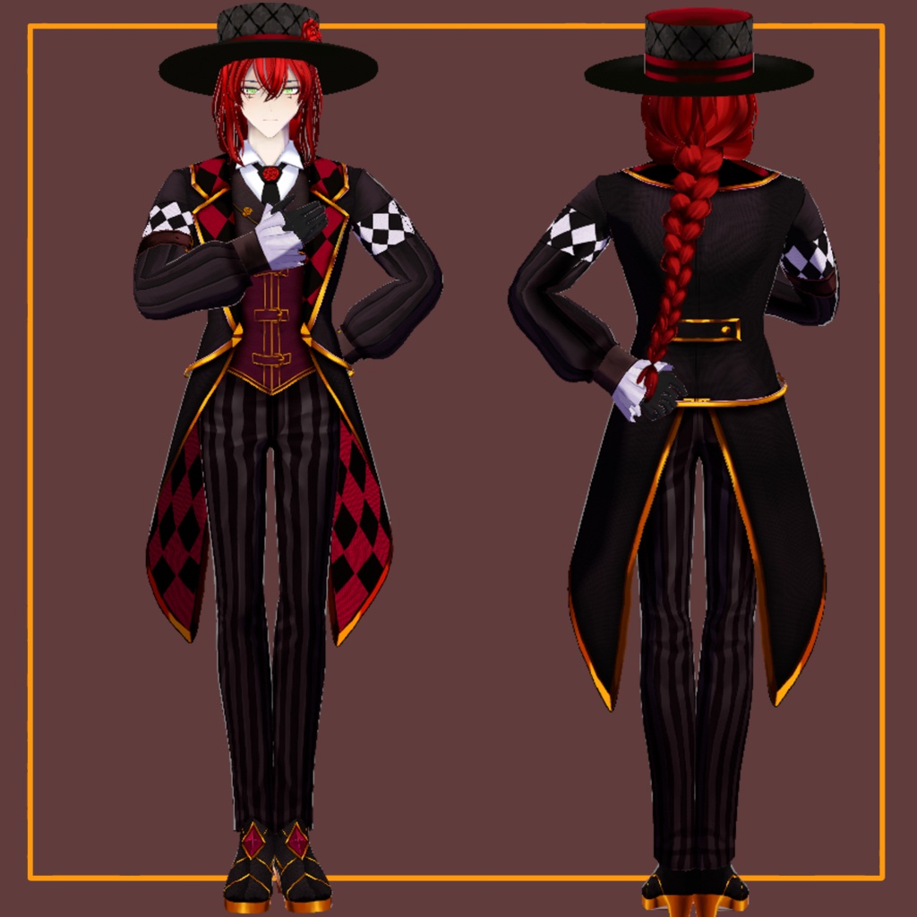 Gothic Victorian Joker | Male VRoid Model | 2 variants ゴシック・ヴィクトリアンジョーカー|男性VRoidモデル