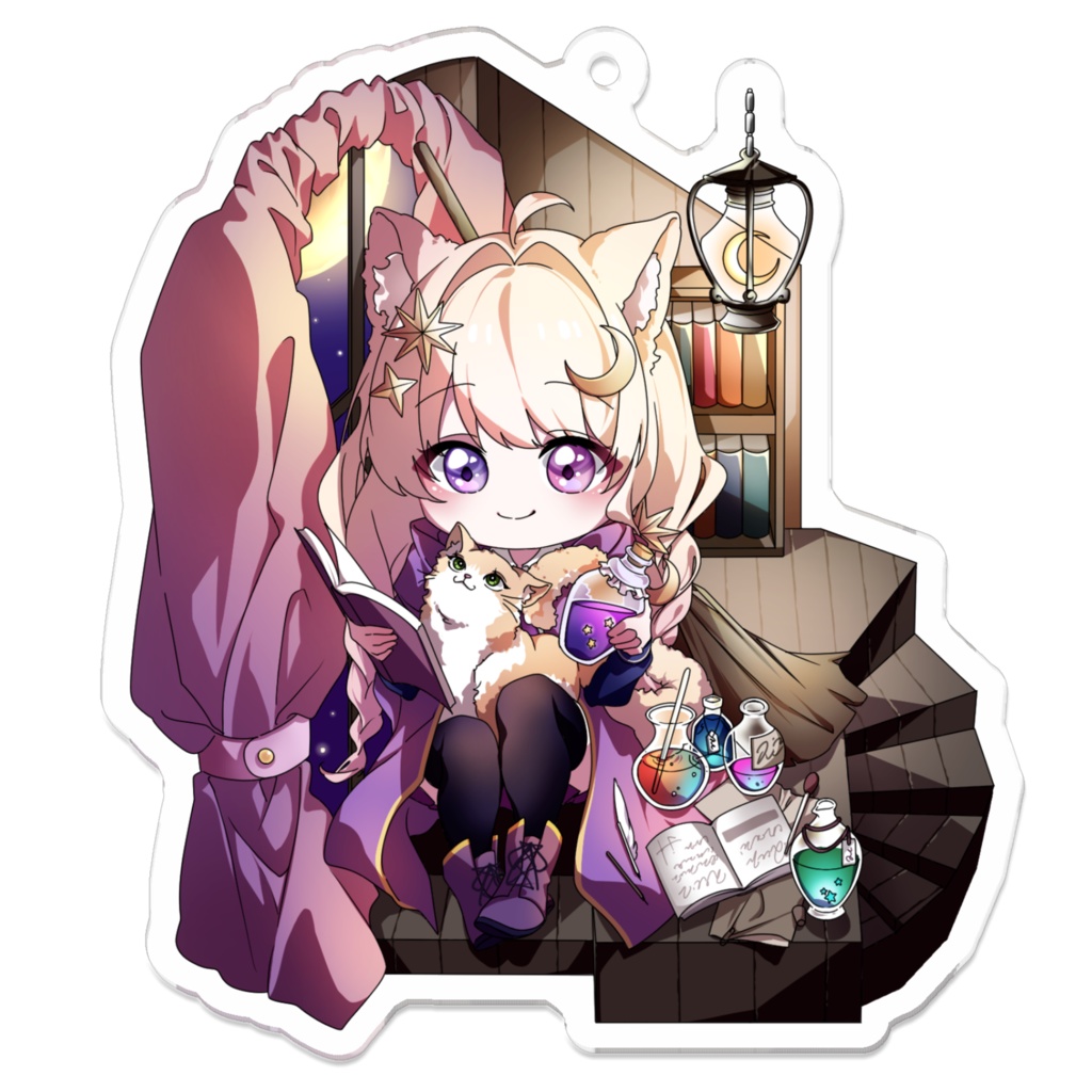 【紫月夜堂オープン記念グッズ】おすわりクロアちゃんアクリルキーホルダー