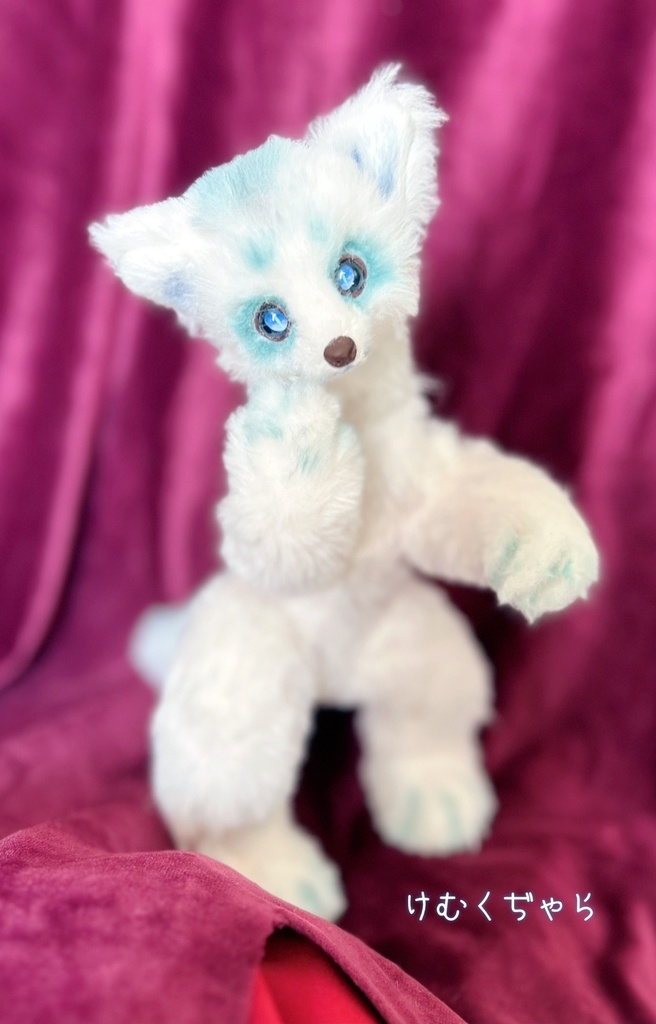 アートドール ぬいぐるみ 狐 犬 ファンタジー 青