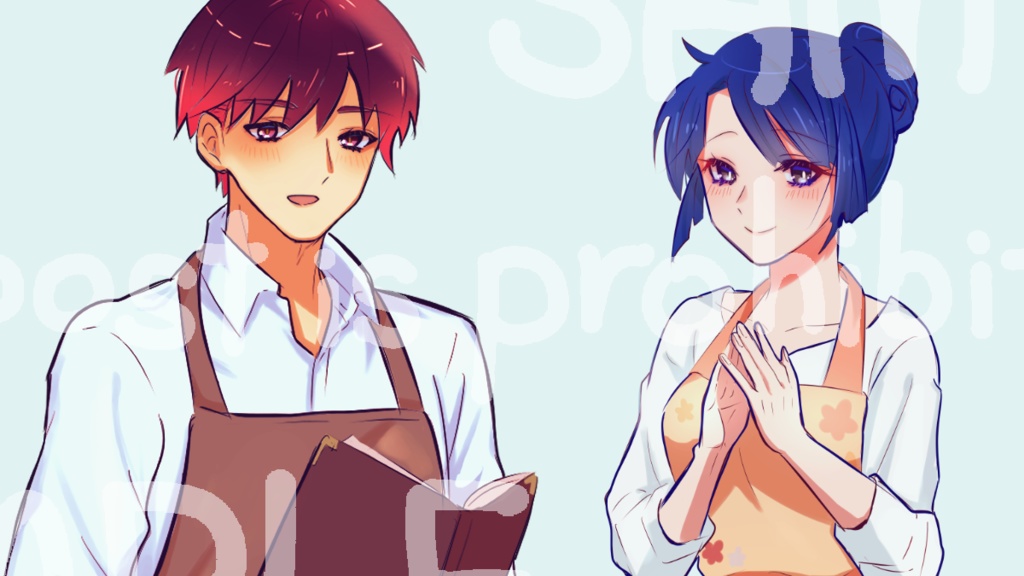 【無料】エプロンおにいさん/おねえさん【立ち絵素材】