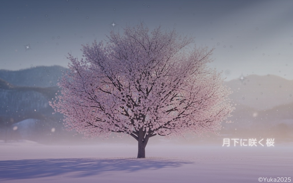 月下に咲く桜 – 幻想風景アート（AI生成）