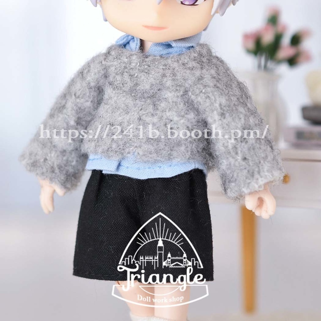 ウールニット+スリーブレスシャツ