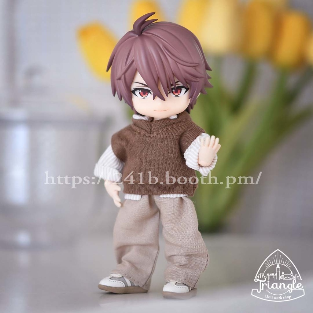 シャツ+ベスト+ワイドパンツ