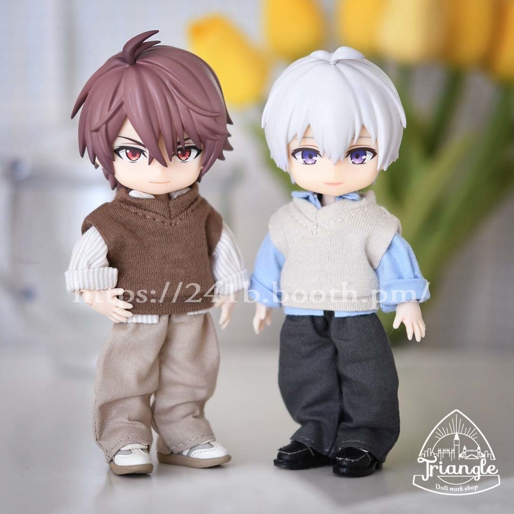 シャツ+ベスト+ワイドパンツ