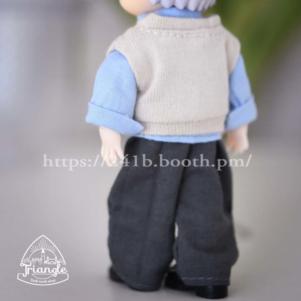 シャツ+ベスト+ワイドパンツ