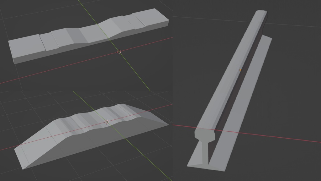 軌間1067mm 線路 3Dモデル テクスチャなし