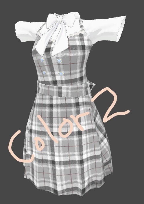 【VRChat想定衣装モデル】京狐のプレイドワンピ