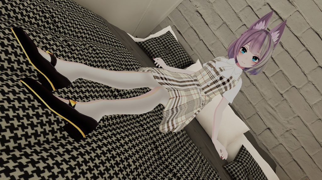 【VRChat想定衣装モデル】京狐のプレイドワンピ