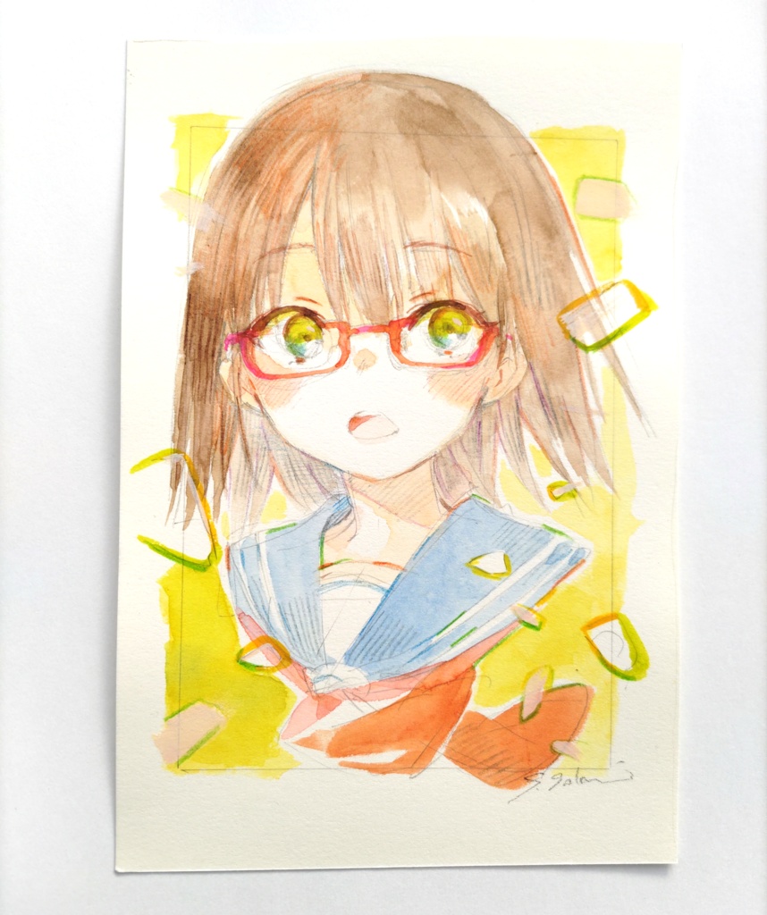 水彩イラスト原画「めがね」
