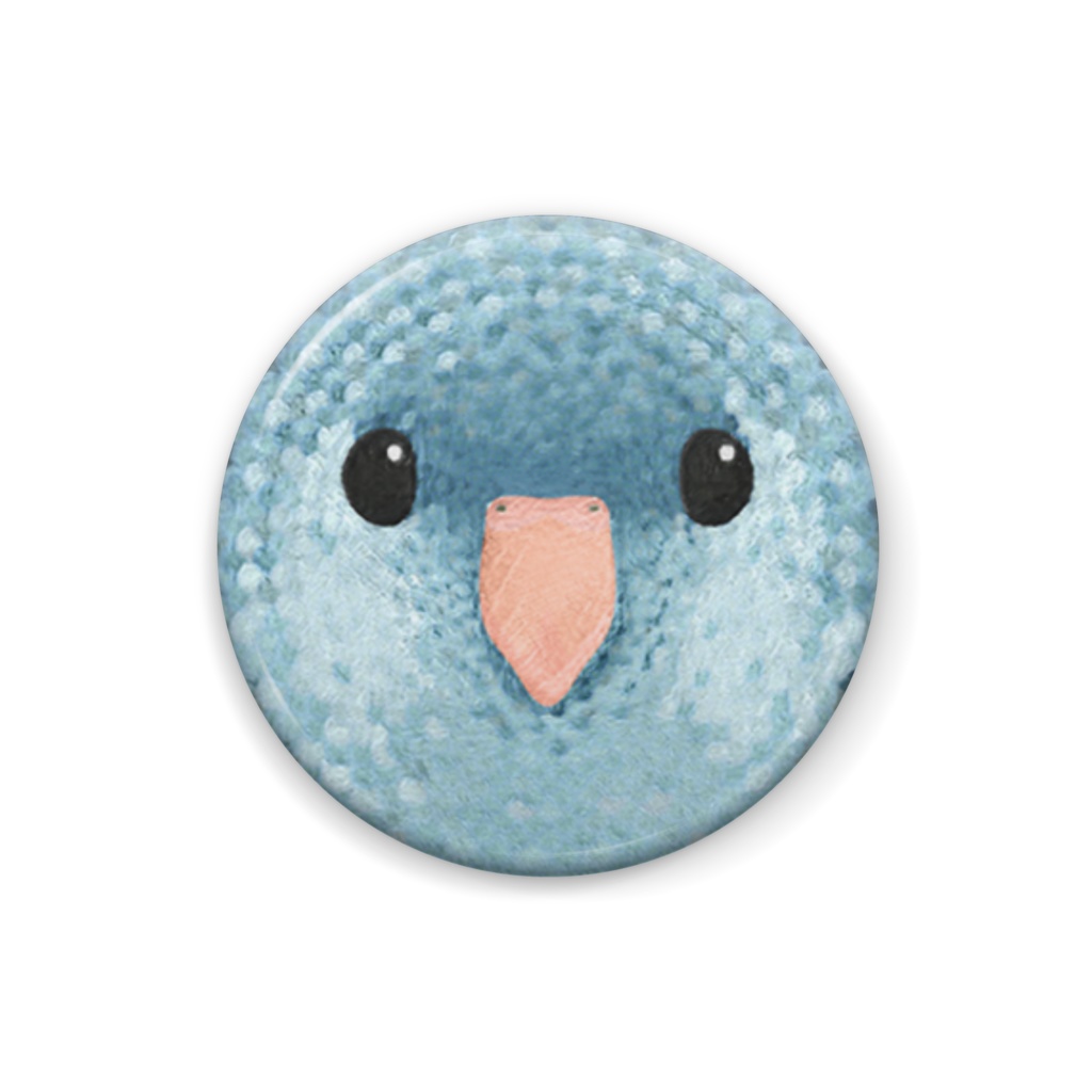 サザナミインコ、コバルト【まるい鳥の顔の缶バッチ】