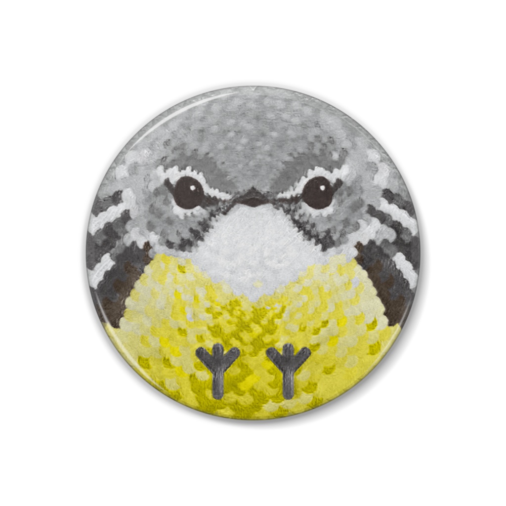 キセキレイ、メス【まるい鳥の缶バッチ】