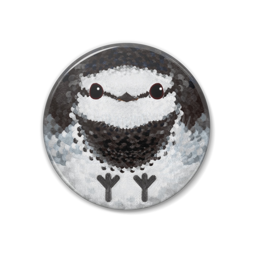 ハクセキレイ、オス、夏羽【まるい鳥の缶バッチ】