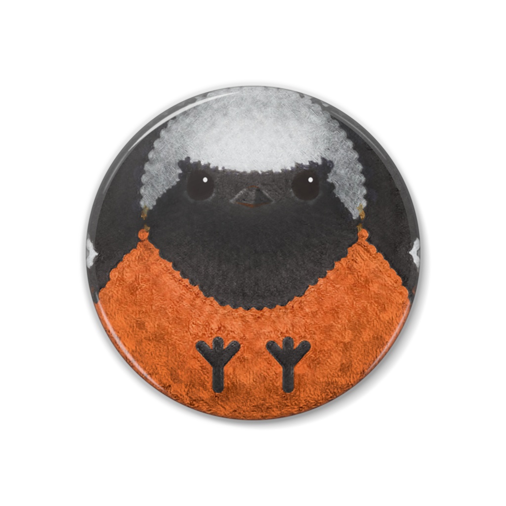 ジョウビタキ、オス【まるい鳥の缶バッチ】