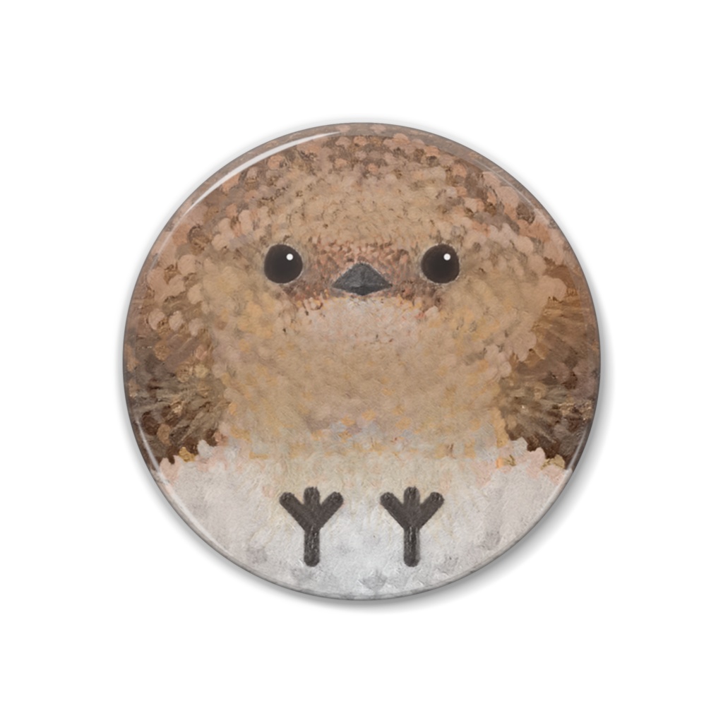 オオルリ、メス【まるい鳥の缶バッチ】