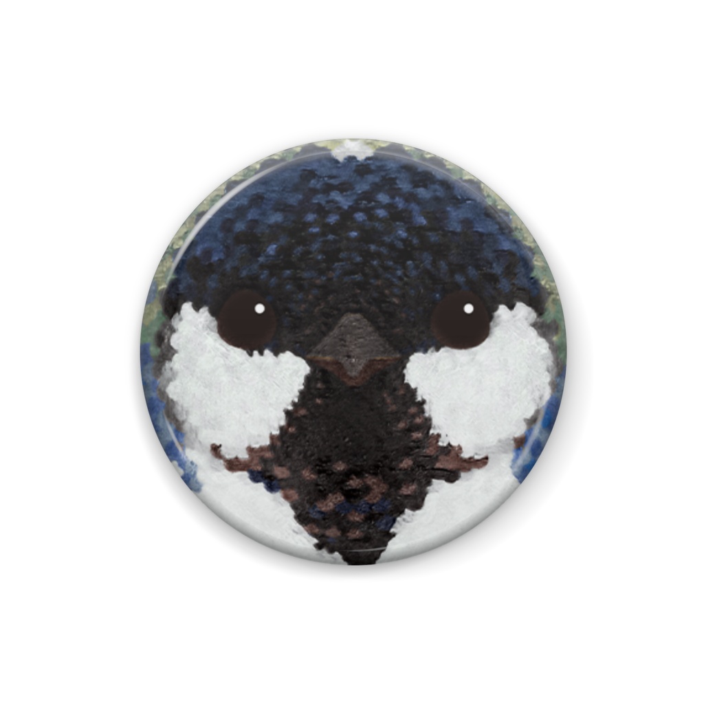 シジュウカラ、メス【鳥の顔の缶バッチ】