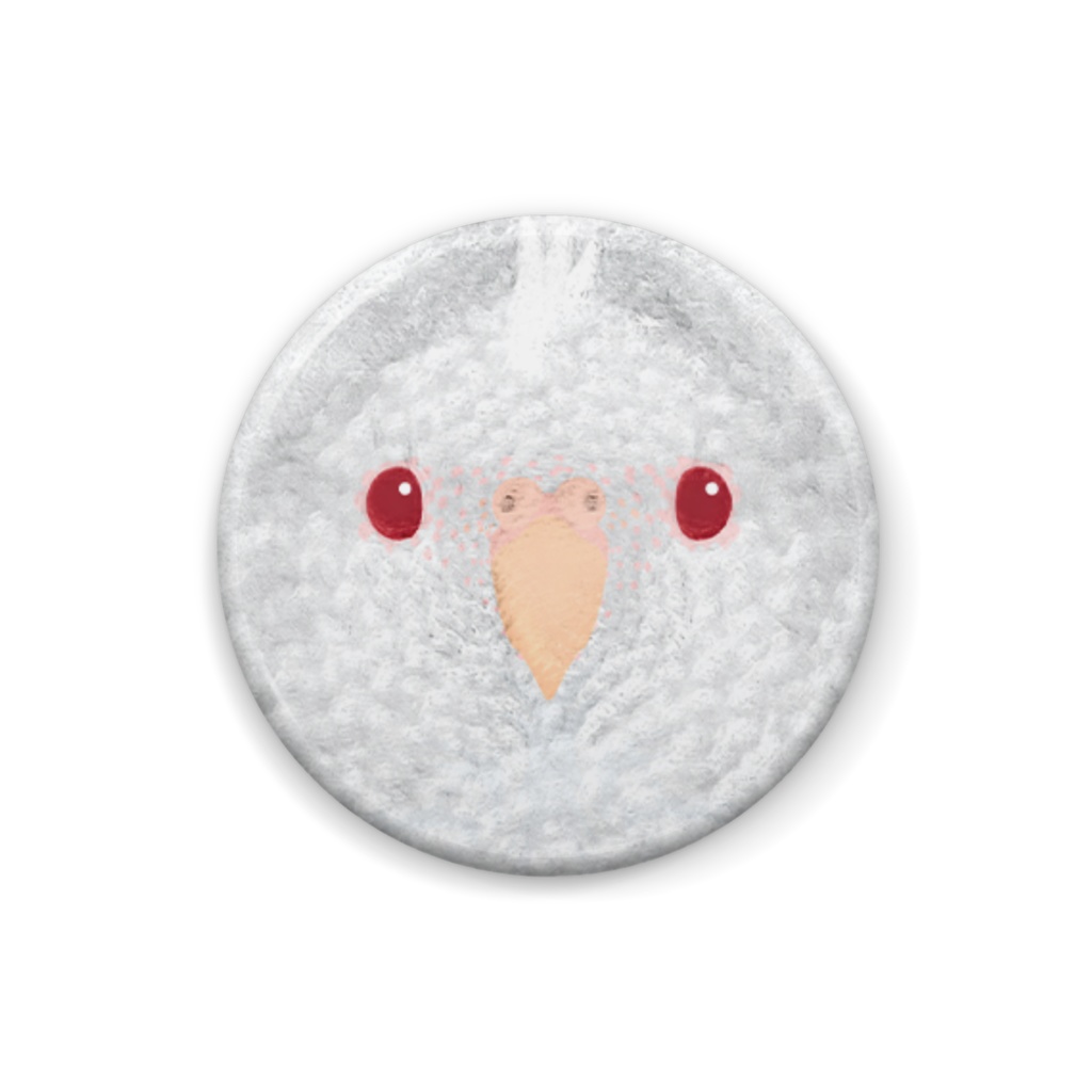 オカメインコ、アルビノ【オウムの缶バッチ】