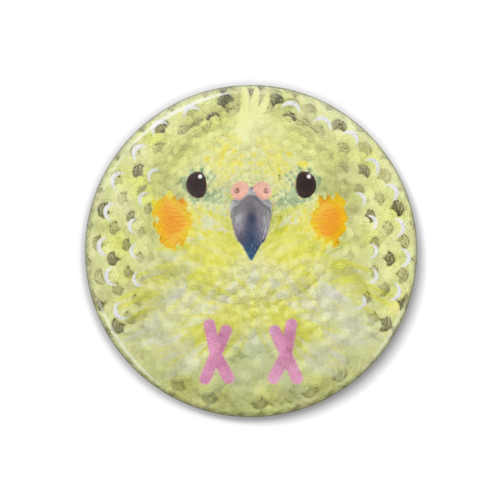 オカメインコ、パール、メス【まるい鳥の缶バッチ】MDL.Himeo