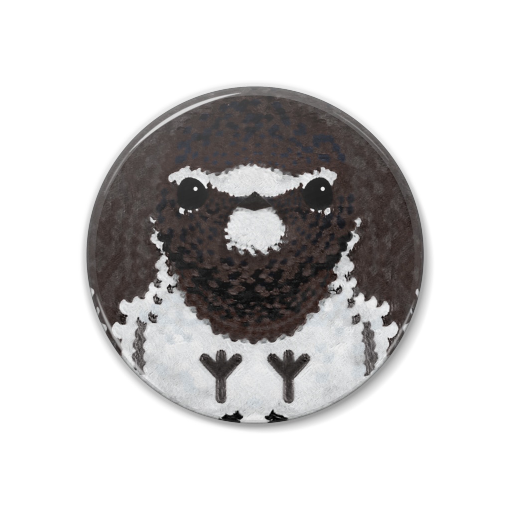 セグロセキレイ、メス【まるい鳥の缶バッチ】