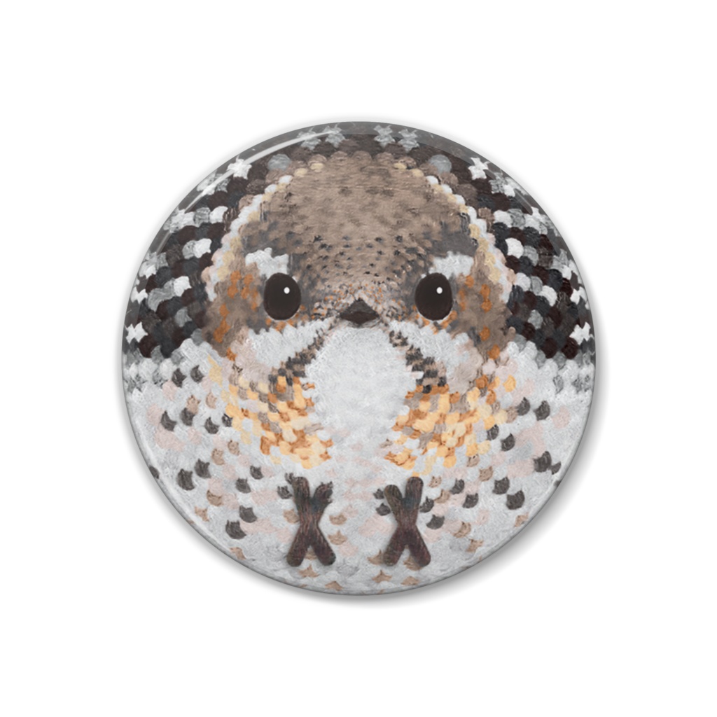 コゲラ、メス【まるい鳥の缶バッチ】