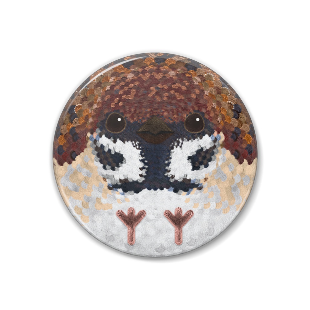 スズメ【まるい鳥の缶バッチ】