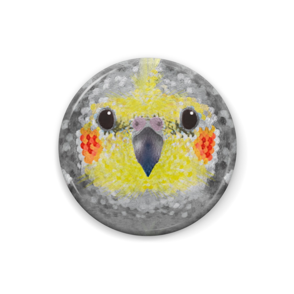 オカメインコ、ノーマル【インコの顔の缶バッチ】