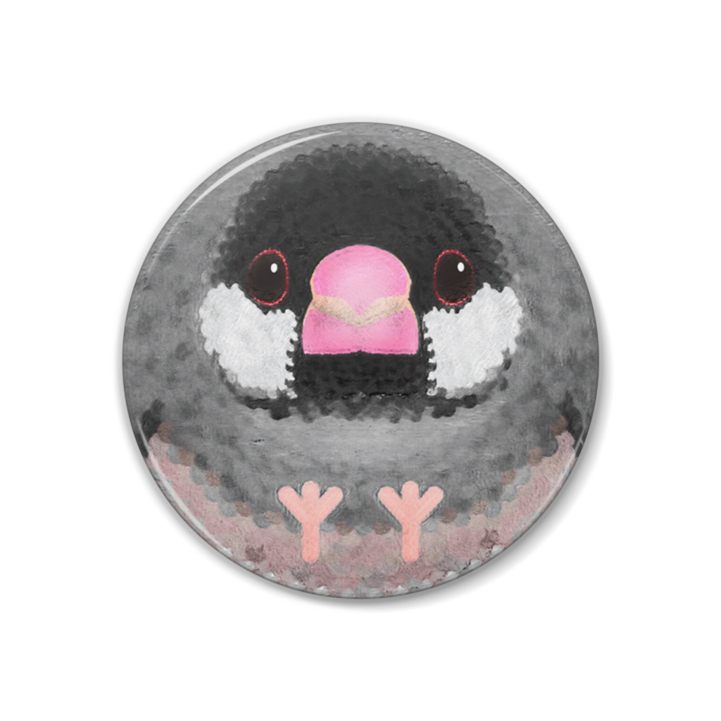 文鳥、ノーマル、メス【まるい鳥の缶バッチ】