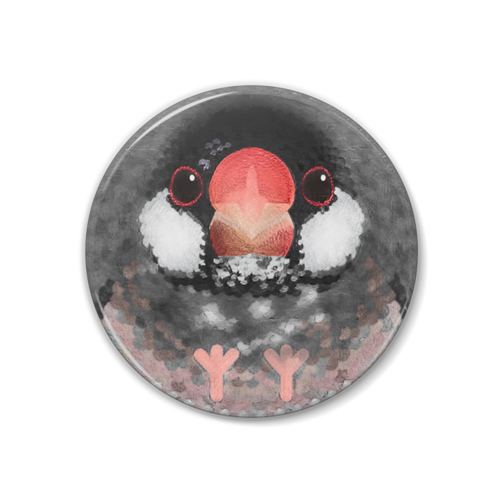 桜文鳥、オス【まるい鳥の缶バッチ】MDL.Bitter