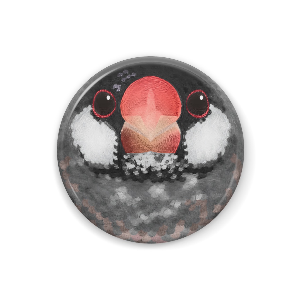 桜文鳥、オス【フェルト風な鳥の缶バッチ】MDL.Bitter