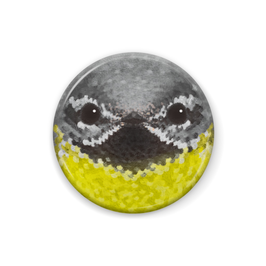 キセキレイ、オス、夏羽【まるい鳥の缶バッチ】