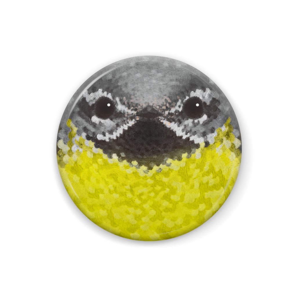 キセキレイ、オス、夏羽【まるい鳥の缶バッチ】