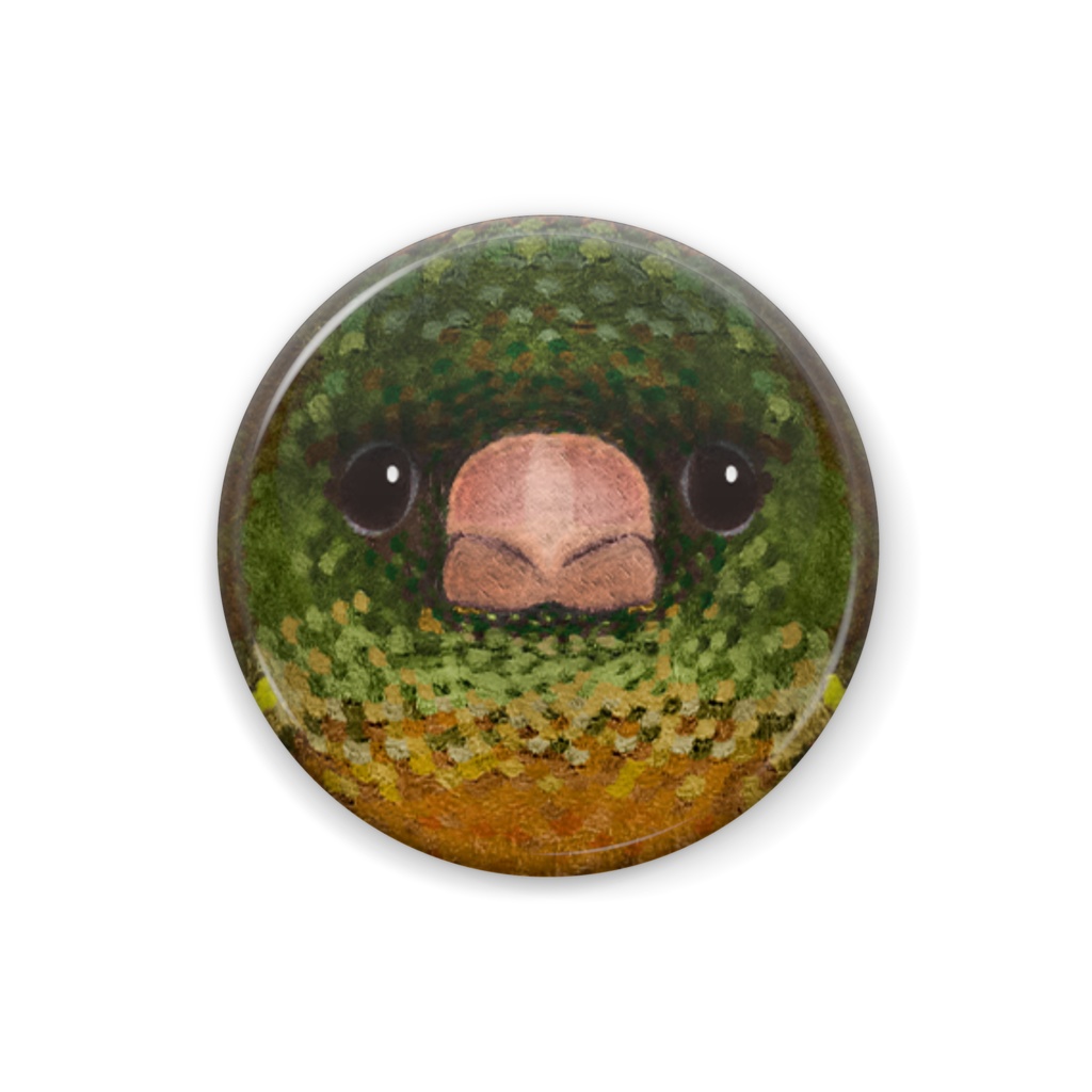 カワラヒワ、オス【まるい野鳥の缶バッチ】