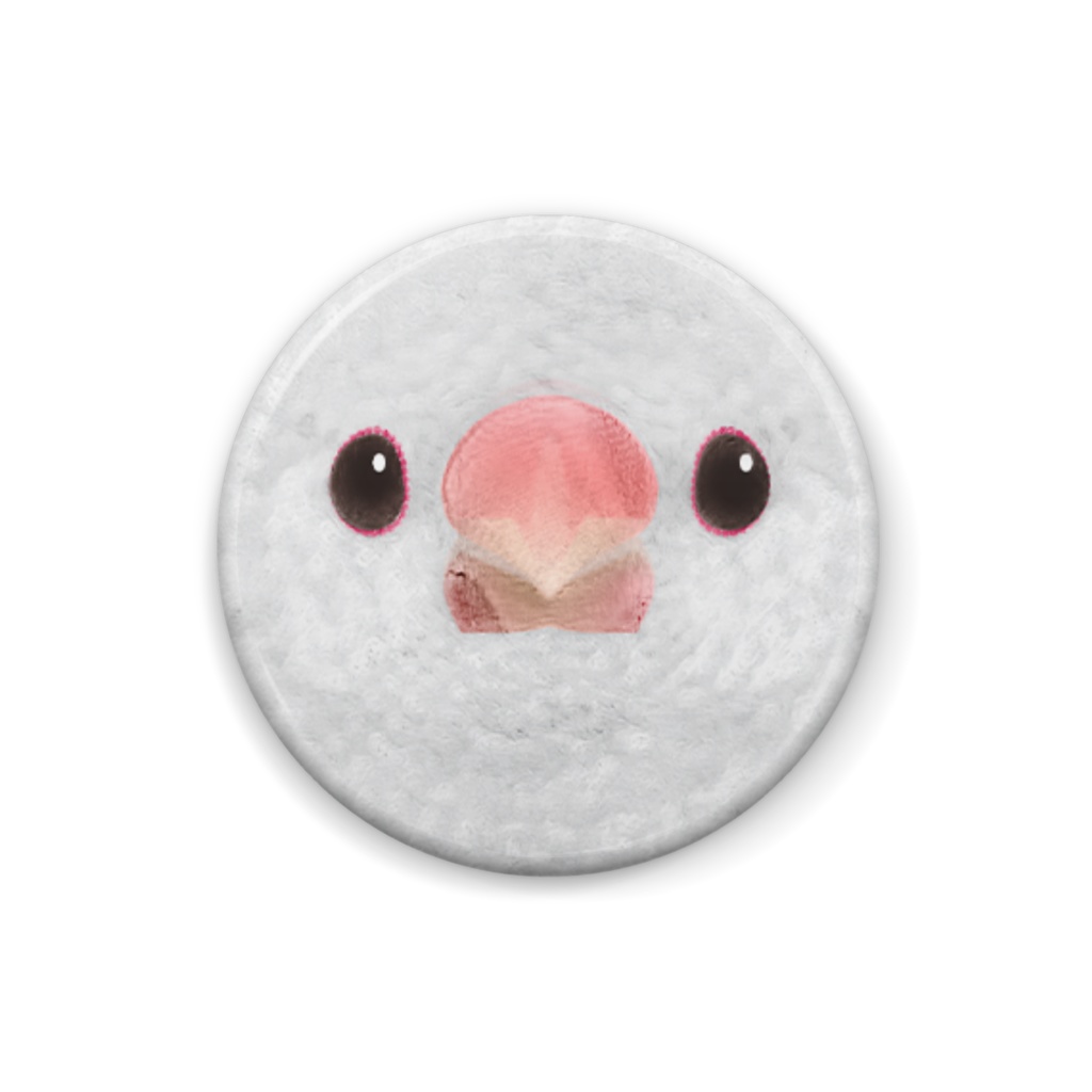 白文鳥、メス【まるい鳥の缶バッチ】
