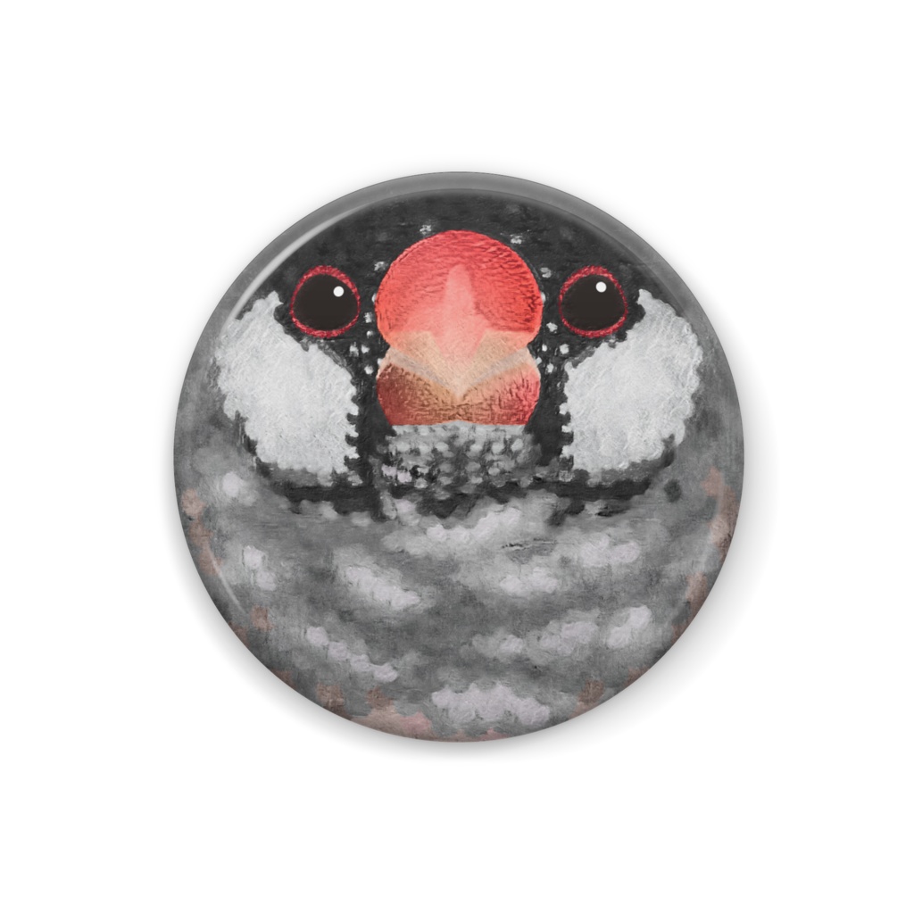 桜文鳥、オス【まるい鳥の缶バッチ】
