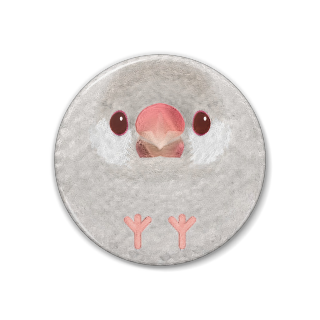 文鳥、イノ、メス【まるい鳥の缶バッチ】