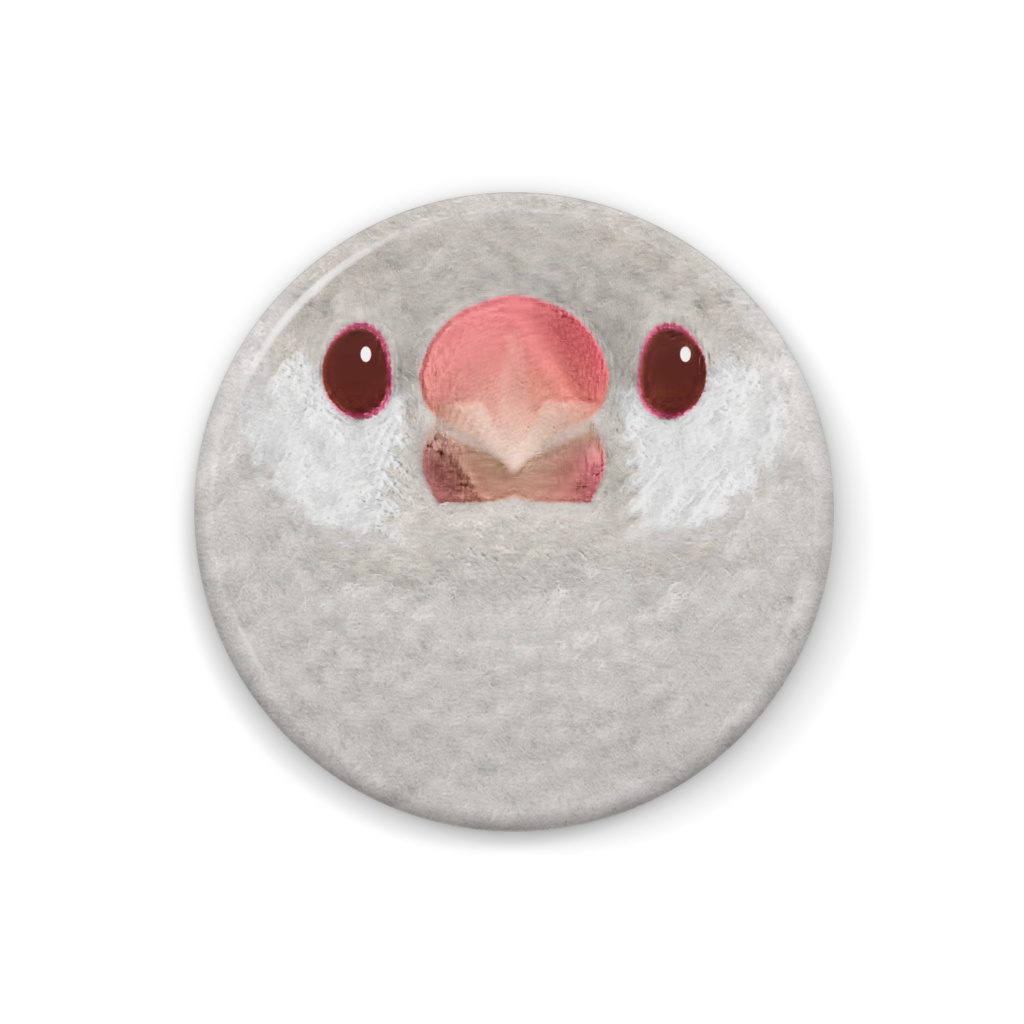 文鳥、イノ、メス【まるい鳥の正面の缶バッチ】