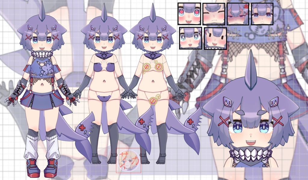 Yuumi Shark Rigged Premade Nonexclusive Live2D VTuber Model