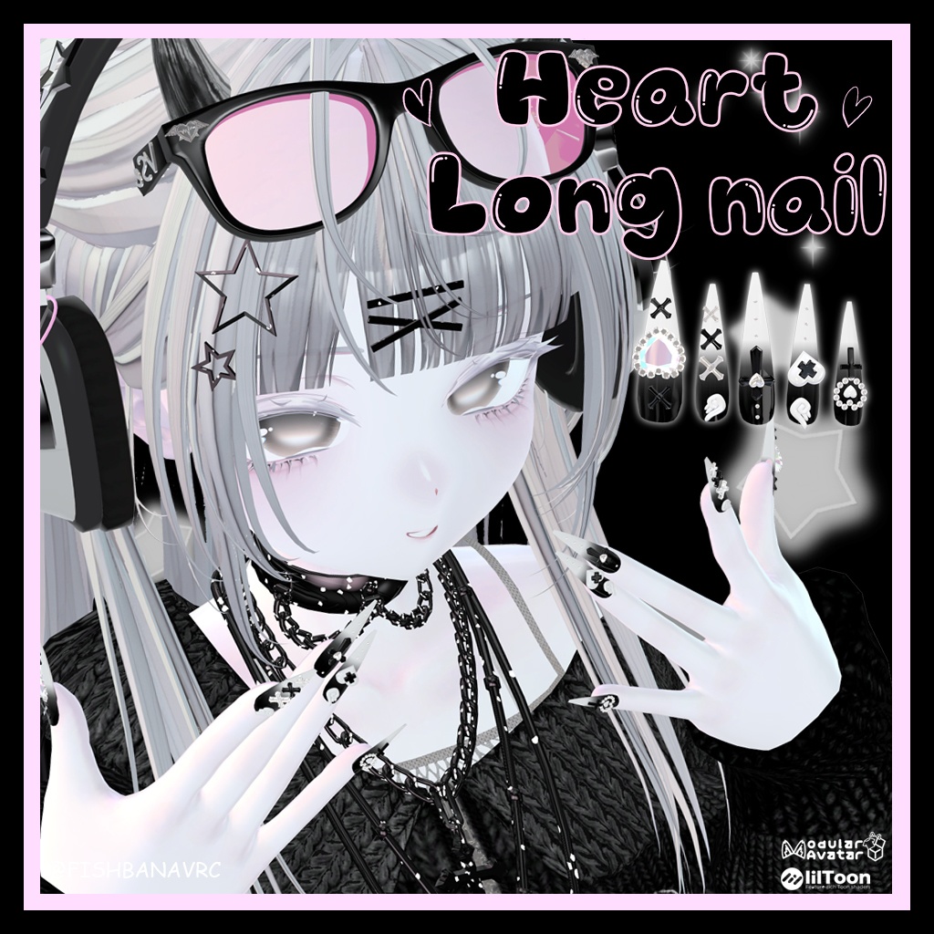 セール中♡10アバター対応♡ Heart long Nail ♡MA対応♡