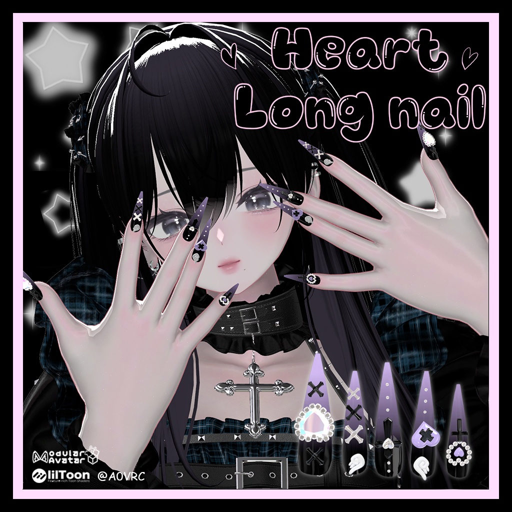 セール中♡10アバター対応♡ Heart long Nail ♡MA対応♡