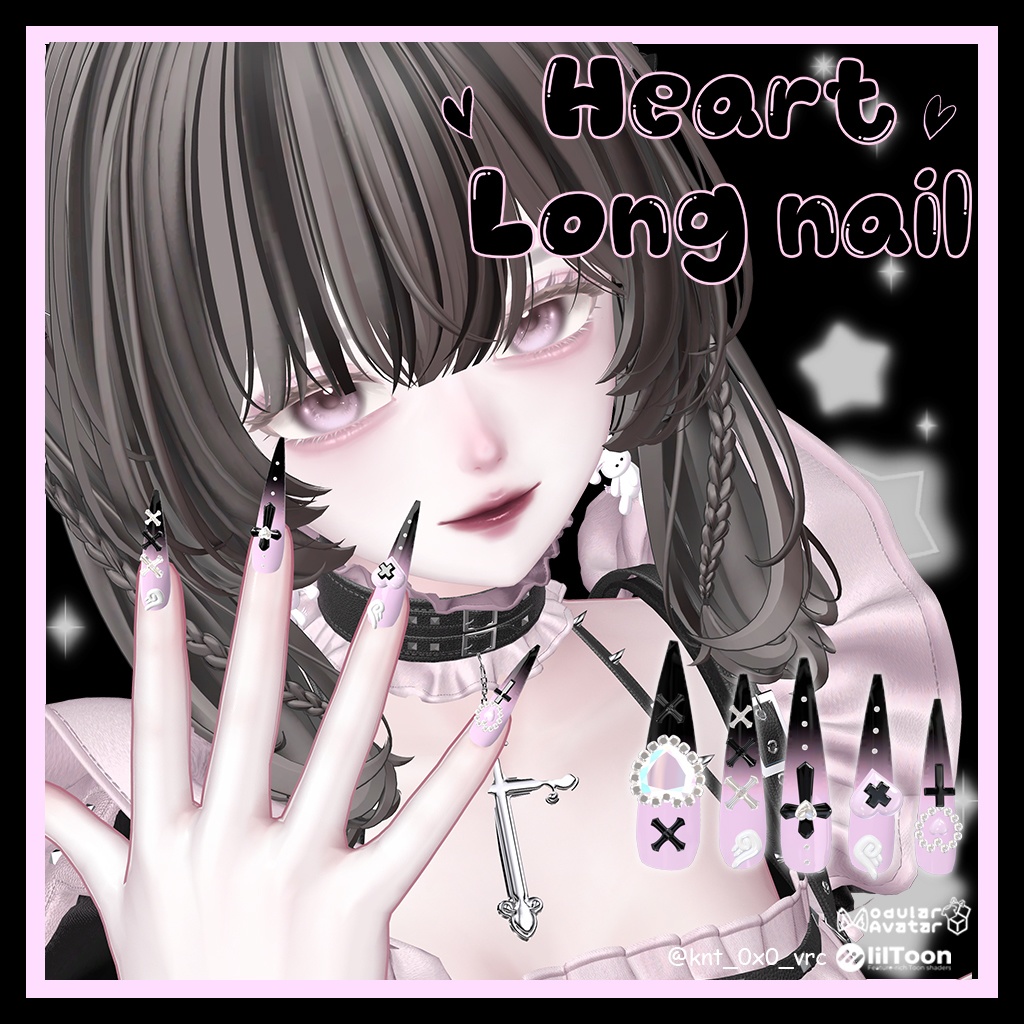 セール中♡10アバター対応♡ Heart long Nail ♡MA対応♡