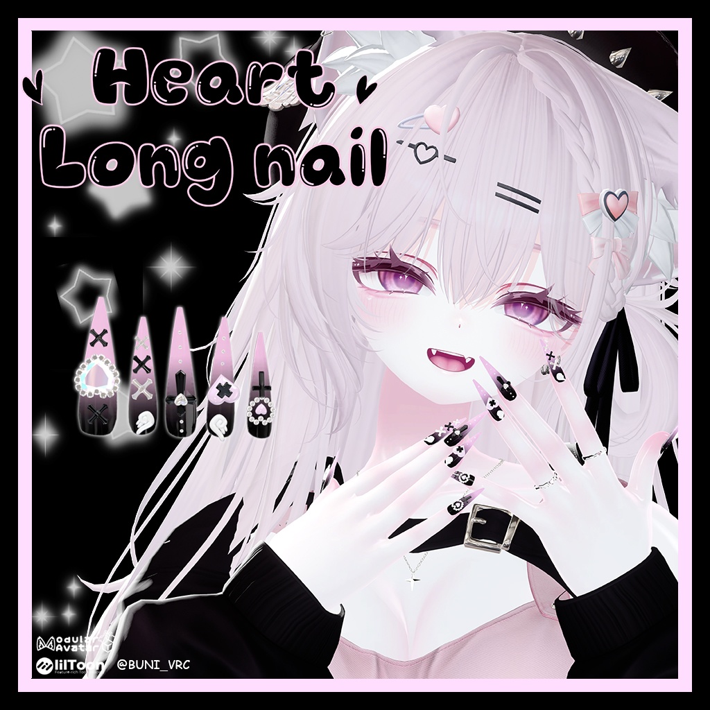 セール中♡10アバター対応♡ Heart long Nail ♡MA対応♡