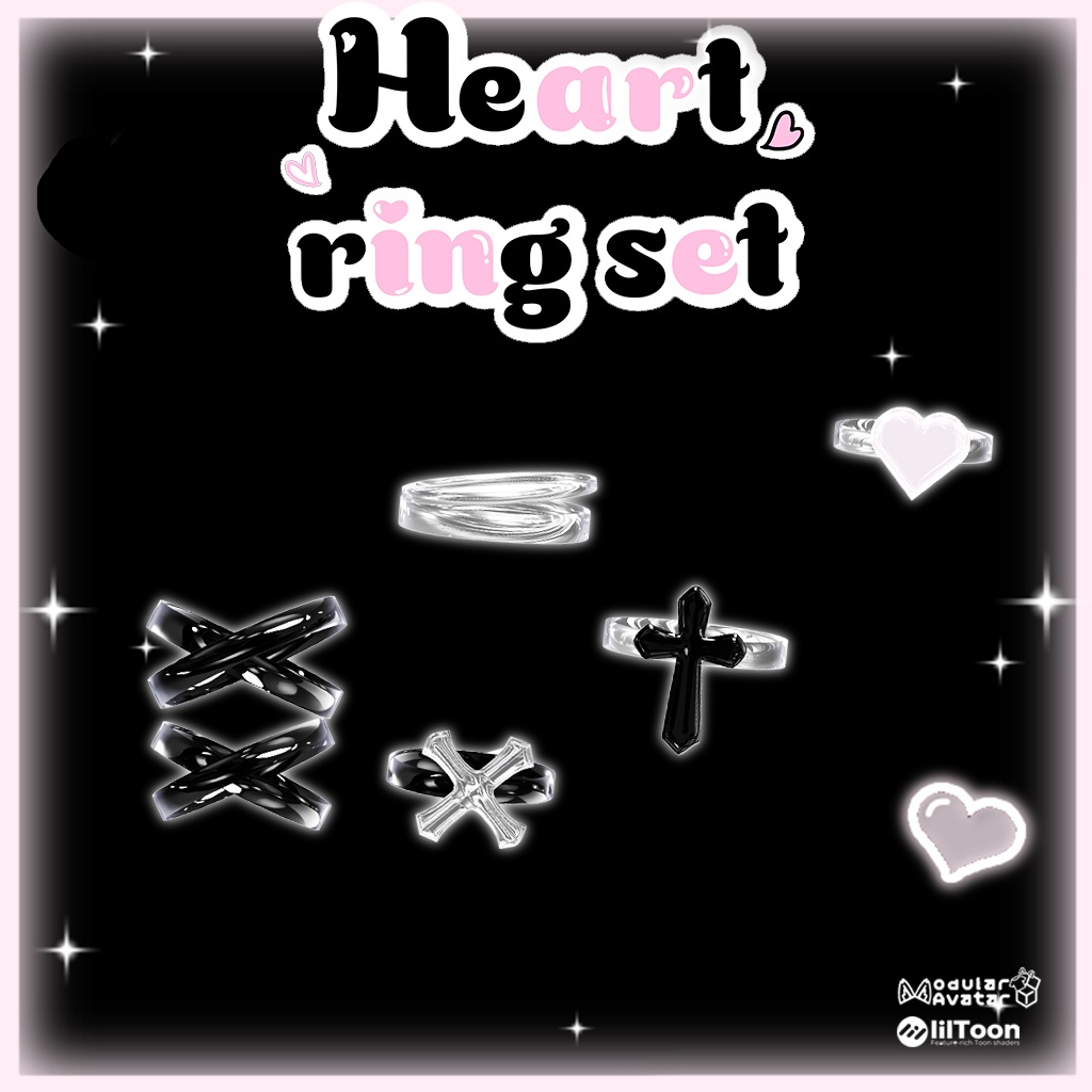 ♡ 10アバター対応♡ Heart ring set ♡MA対応♡