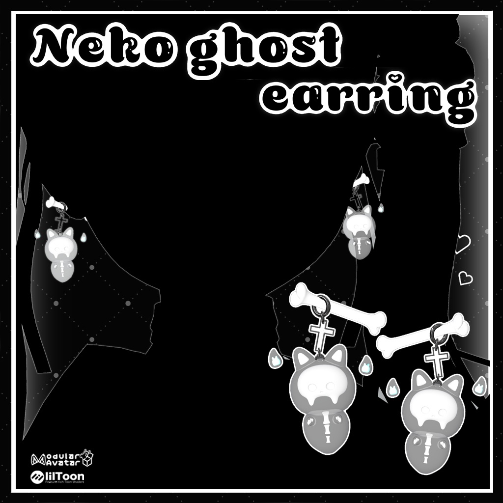 ♡8日限定セール♡neko ghost earring ♡ 猫おばけピアス ♡MA対応♡