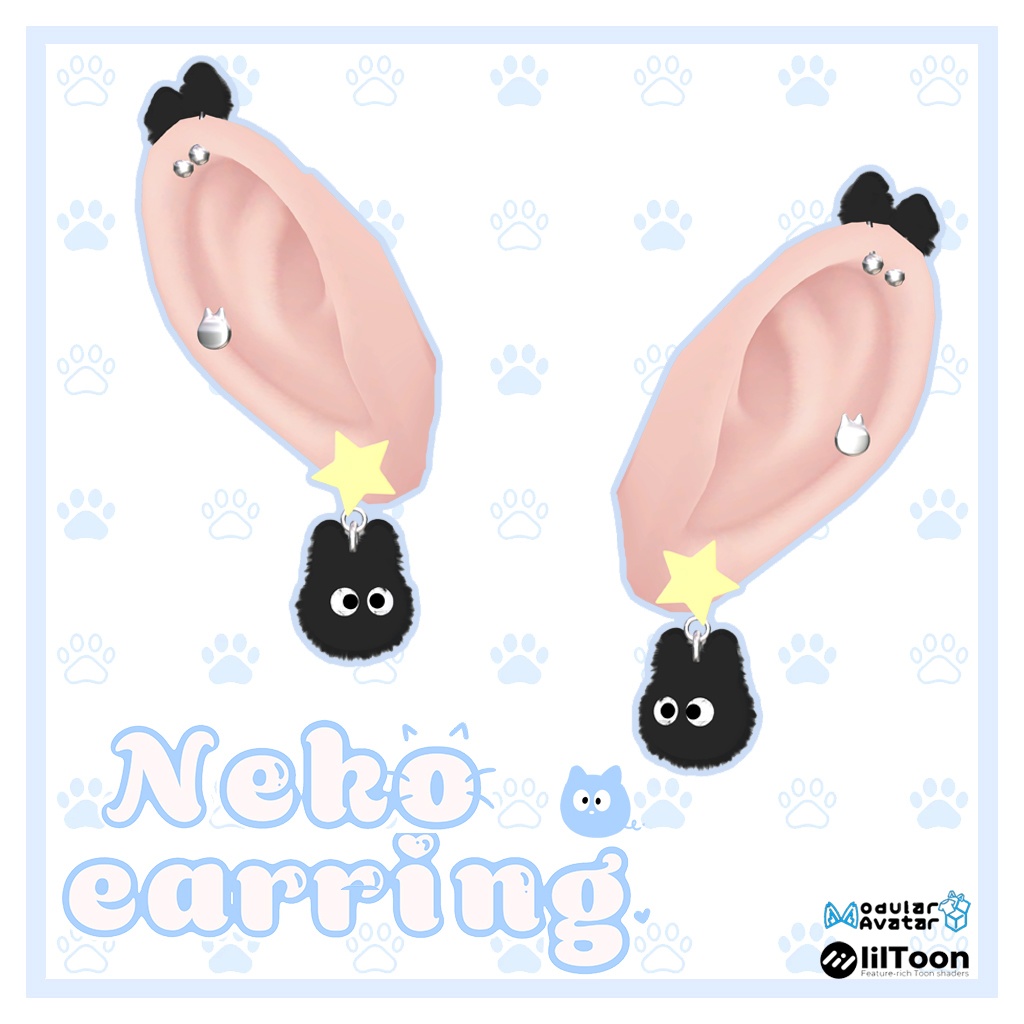 ♡10日限定セール♡Neko earring ♡ネコピアス♡MA対応♡16アバター対応♡