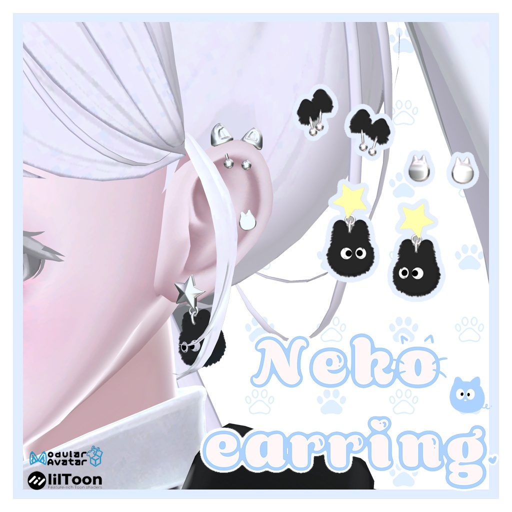 ♡10日限定セール♡Neko earring ♡ネコピアス♡MA対応♡16アバター対応♡