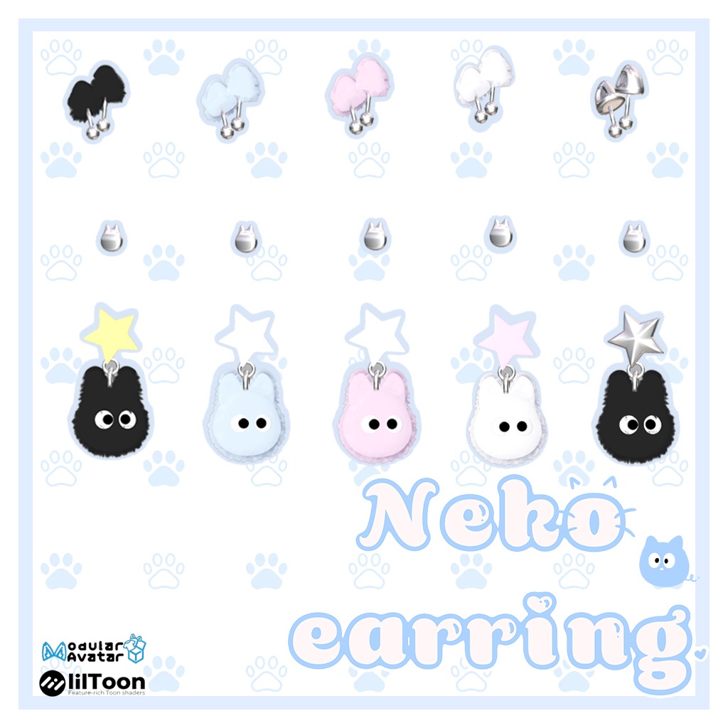 ♡10日限定セール♡Neko earring ♡ネコピアス♡MA対応♡16アバター対応♡